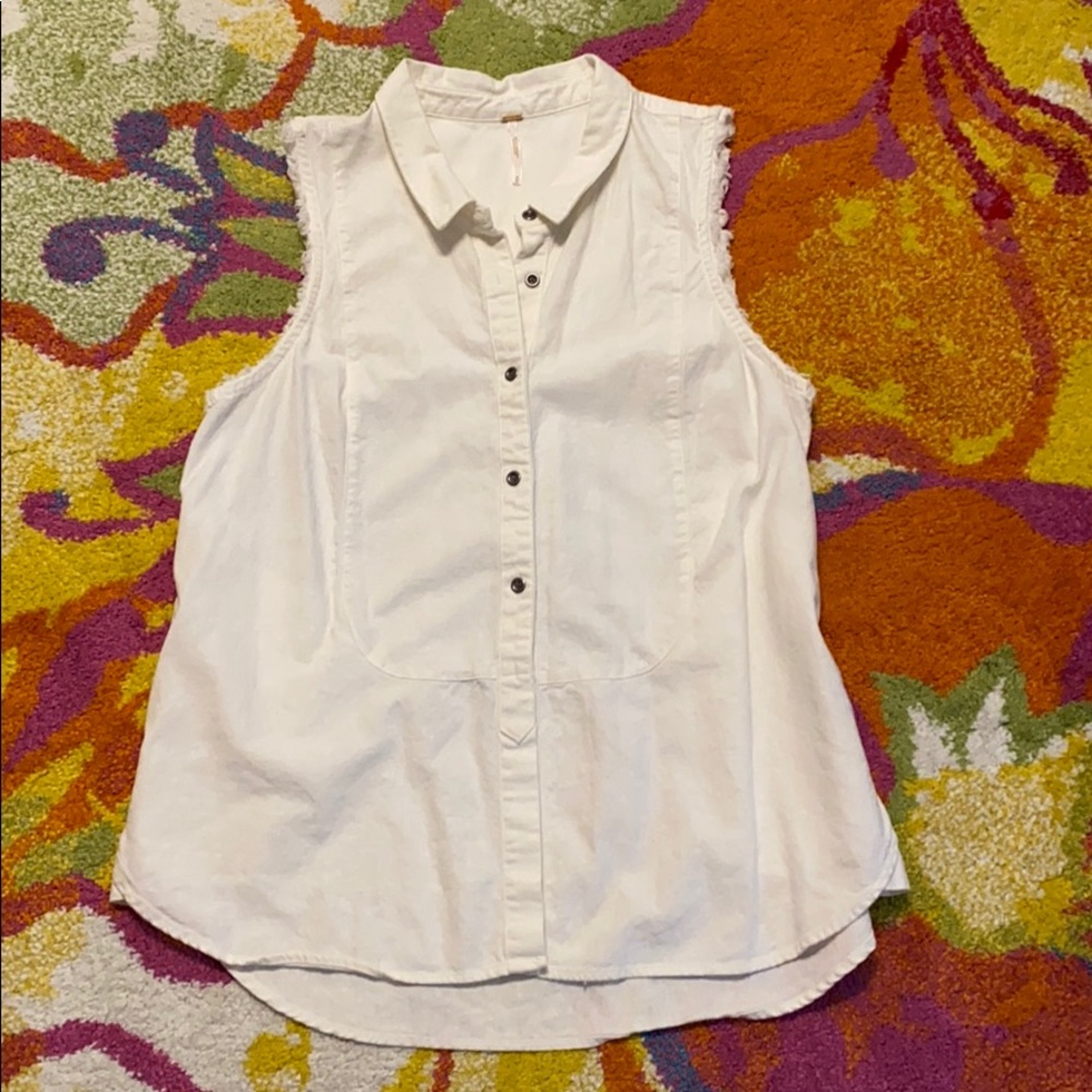 Free People Linen White Vest